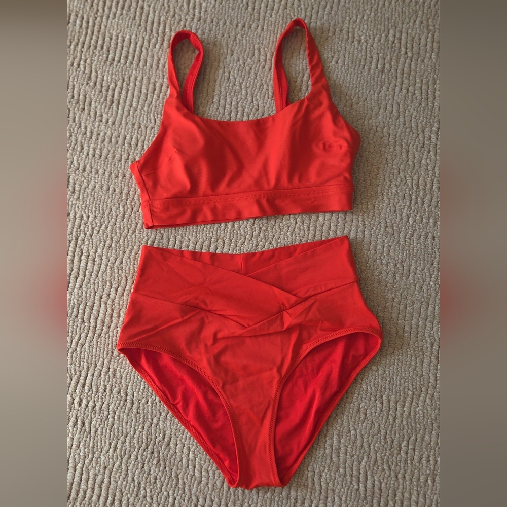 Aerie Size S High Crisscross Waisted Full Coverage Bottom & Scoop Swim Top -Set - Picture 2 of 9